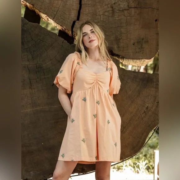 Altar’d State Papaya Cactus Peach Babydoll Dress Size Large - Picture 1 of 6